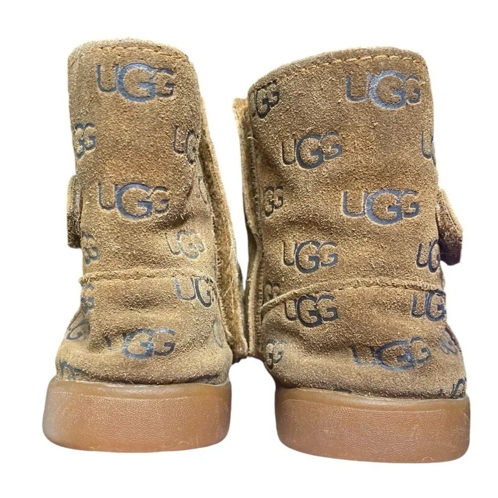 UGG Keelan Embossed Logo Tan Boots Size 10 Toddler